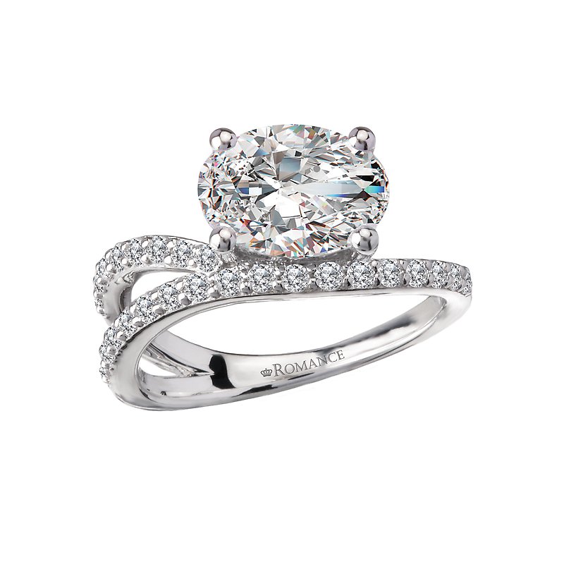 Semi-Mount Diamond Wave Band Engagement Ring
