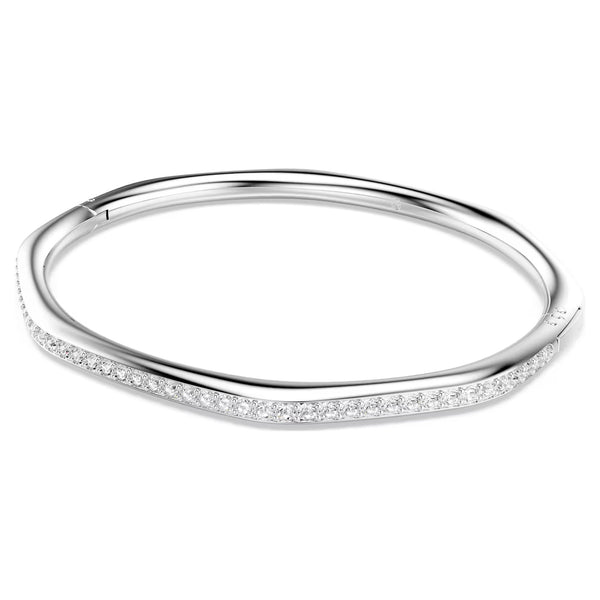 Swarovski Dextera bangle Octagon shape, Round cut, White, Rhodium plated