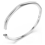 Swarovski Dextera bangle Octagon shape, Round cut, White, Rhodium plated