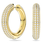 Swarovski 5618305 Dextera Hoop Earrings – Medium White Crystals, Gold-Tone Plated