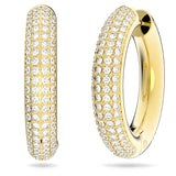 Swarovski 5618305 Dextera Hoop Earrings – Medium White Crystals, Gold-Tone Plated