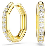Swarovski Dextera hoop earrings Octagon shape, Round cut, White, Gold-tone plated