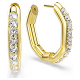 Swarovski Dextera hoop earrings Octagon shape, Round cut, White, Gold-tone plated