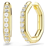 Swarovski Dextera hoop earrings Octagon shape, Round cut, White, Gold-tone plated