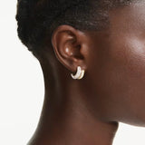 Swarovski Dextera hoop earrings Round cut, Mini, White, Gold-tone plated 5740735