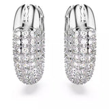 Swarovski 5618306 Dextera Hoop Earrings – Small White Crystals, Rhodium Plated