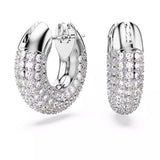 Swarovski 5618306 Dextera Hoop Earrings – Small White Crystals, Rhodium Plated