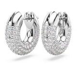 Swarovski 5618306 Dextera Hoop Earrings – Small White Crystals, Rhodium Plated