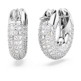 Swarovski 5618306 Dextera Hoop Earrings – Small White Crystals, Rhodium Plated