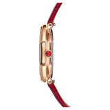 Dextera octagon watch Swiss Made, Leather strap, Red, Rose gold-tone finish