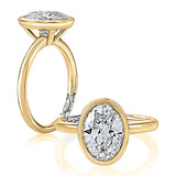 A. JAFFE Oval Center Bezel Solitaire Diamond Engagement Ring Setting in 14K Yellow Gold