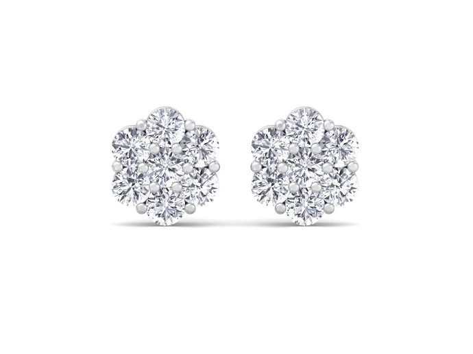 Pair of diamond earrings on a white background