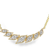 Allison Kaufman Co. – 14K Yellow Gold Greek Leaf Station Necklace with 0.36cttw Diamonds (N8539)