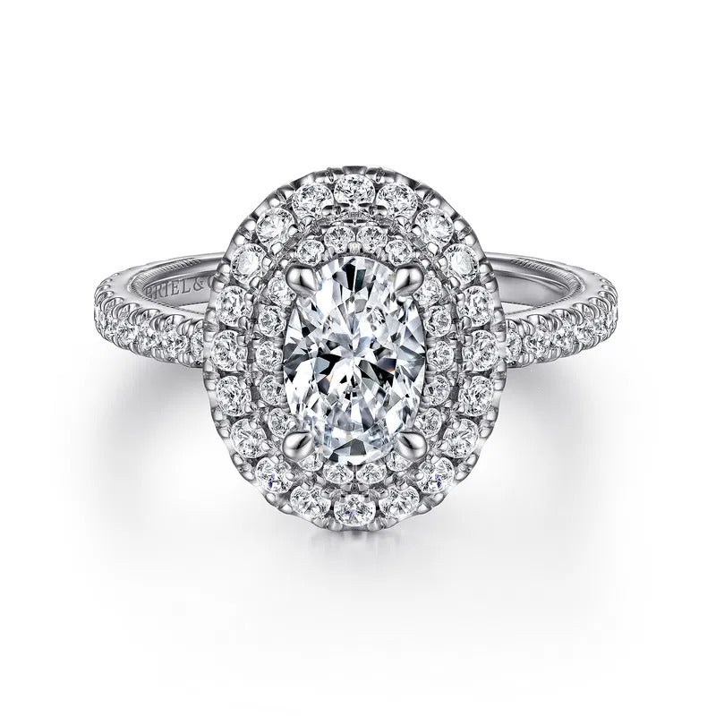 Gabriel & Co. Sonay ER15769O3W44JJ – 14K White Gold Oval Double Halo Diamond Engagement Ring