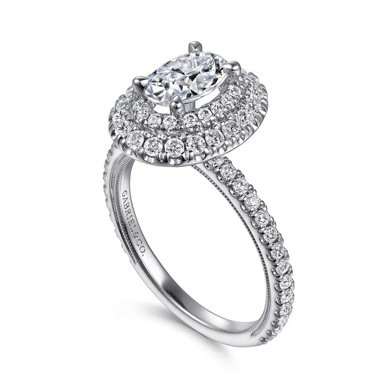 Gabriel & Co. Sonay ER15769O3W44JJ – 14K White Gold Oval Double Halo Diamond Engagement Ring