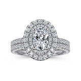 Gabriel & Co. Sonay ER15769O3W44JJ – 14K White Gold Oval Double Halo Diamond Engagement Ring