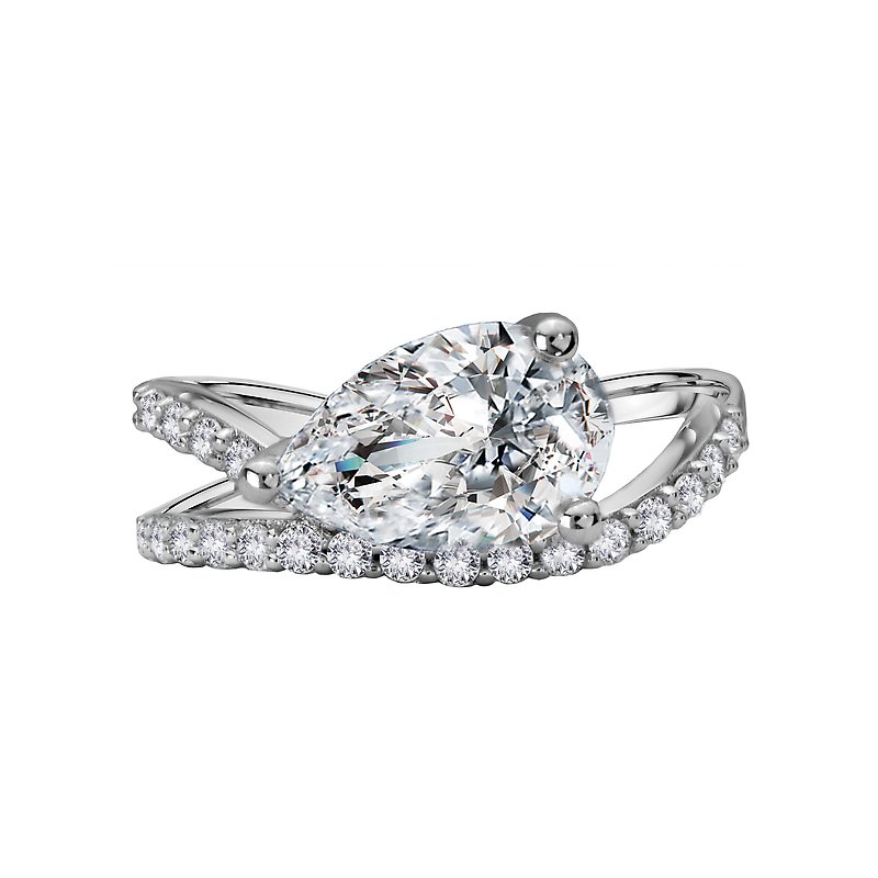 Semi-Mount Diamond Wave Band Engagement Ring