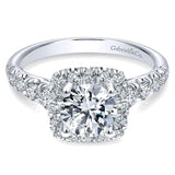 Gabriel & Co. ER10909W44JJ 14K White Gold Cushion Halo Engagement Ring – Beckett Collection