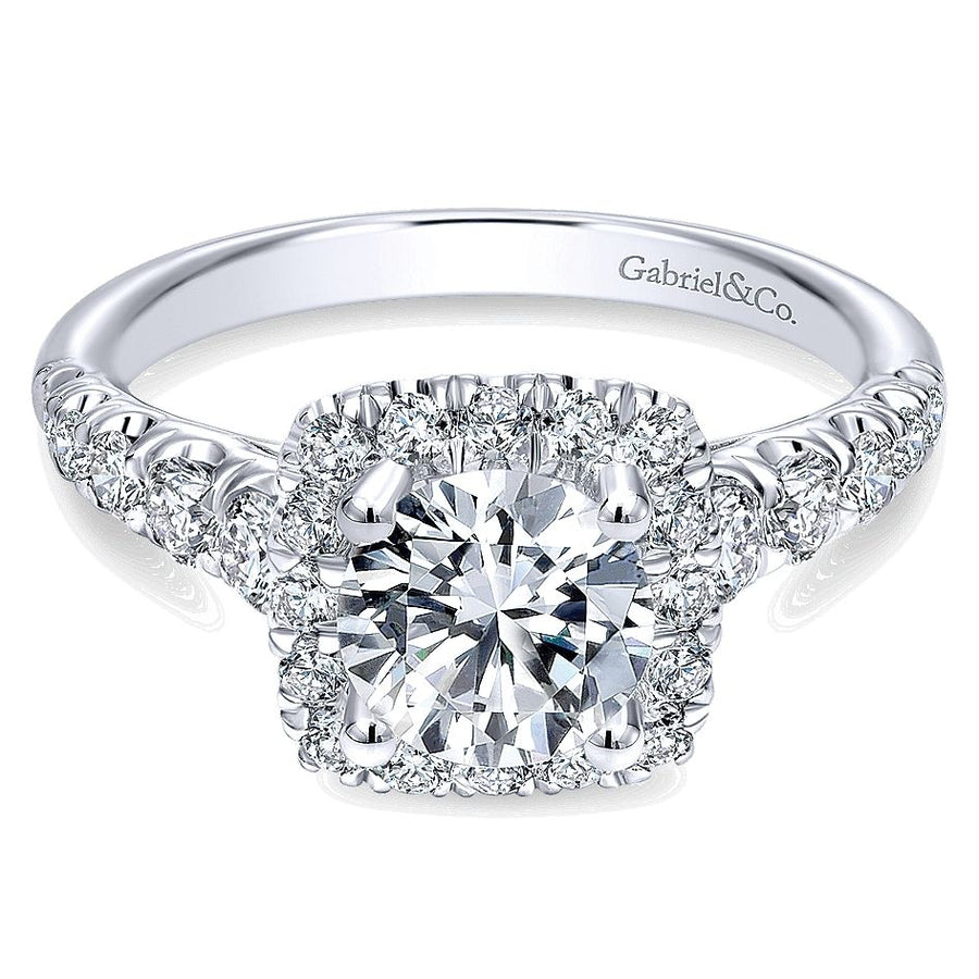 Gabriel & Co. ER10909W44JJ 14K White Gold Cushion Halo Engagement Ring – Beckett Collection