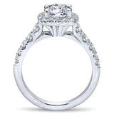 Gabriel & Co. ER10909W44JJ 14K White Gold Cushion Halo Engagement Ring – Beckett Collection