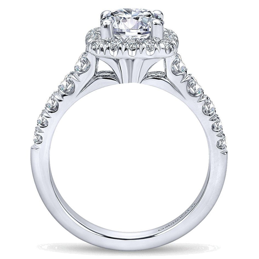 Gabriel & Co. ER10909W44JJ 14K White Gold Cushion Halo Engagement Ring – Beckett Collection