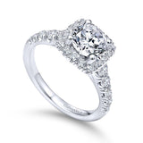 Gabriel & Co. ER10909W44JJ 14K White Gold Cushion Halo Engagement Ring – Beckett Collection