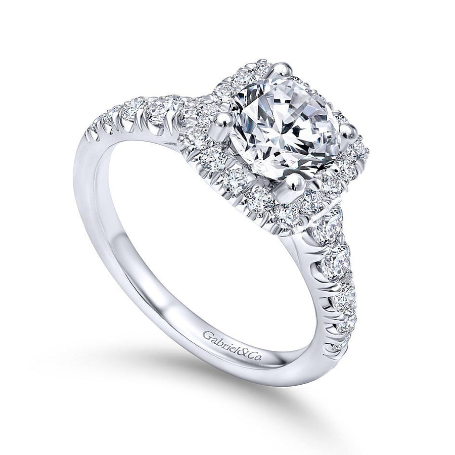 Gabriel & Co. ER10909W44JJ 14K White Gold Cushion Halo Engagement Ring – Beckett Collection
