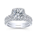 Gabriel & Co. ER10909W44JJ 14K White Gold Cushion Halo Engagement Ring – Beckett Collection