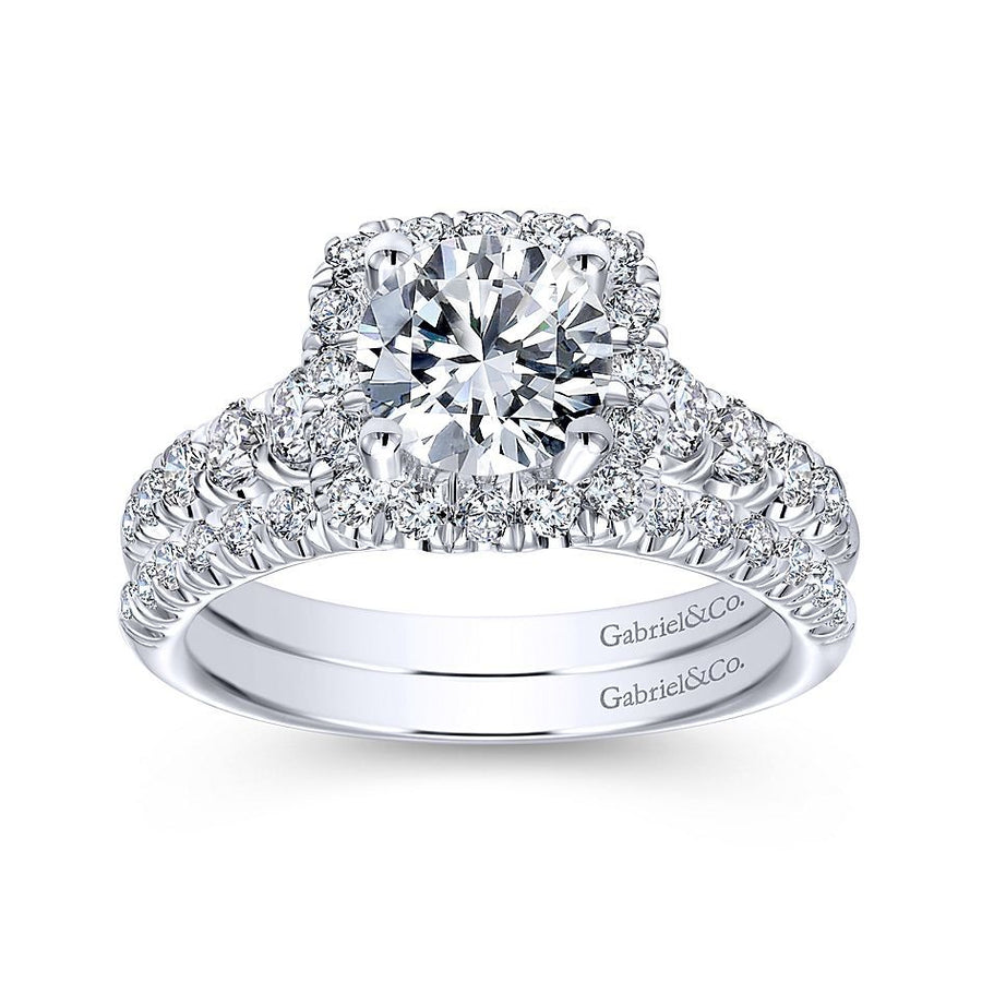 Gabriel & Co. ER10909W44JJ 14K White Gold Cushion Halo Engagement Ring – Beckett Collection