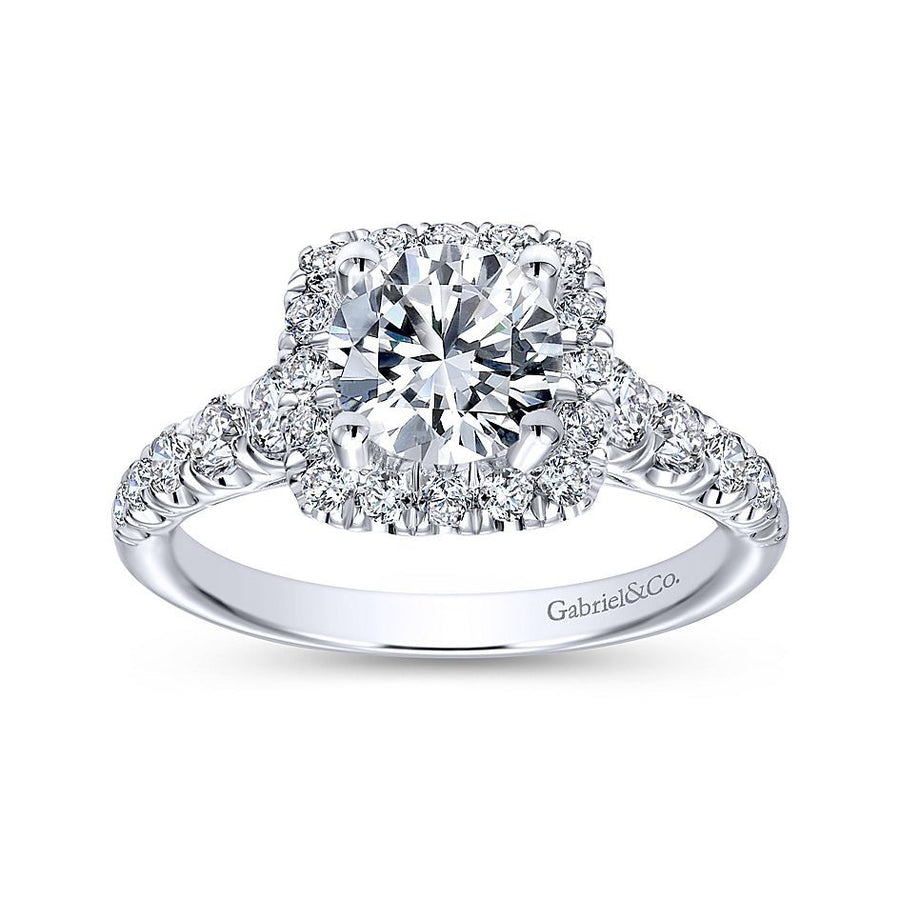 Gabriel & Co. ER10909W44JJ 14K White Gold Cushion Halo Engagement Ring – Beckett Collection