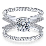 Gabriel & Co. Charisma ER14841R4W44JJ – 14K White Gold Round Split Shank Diamond Engagement Ring