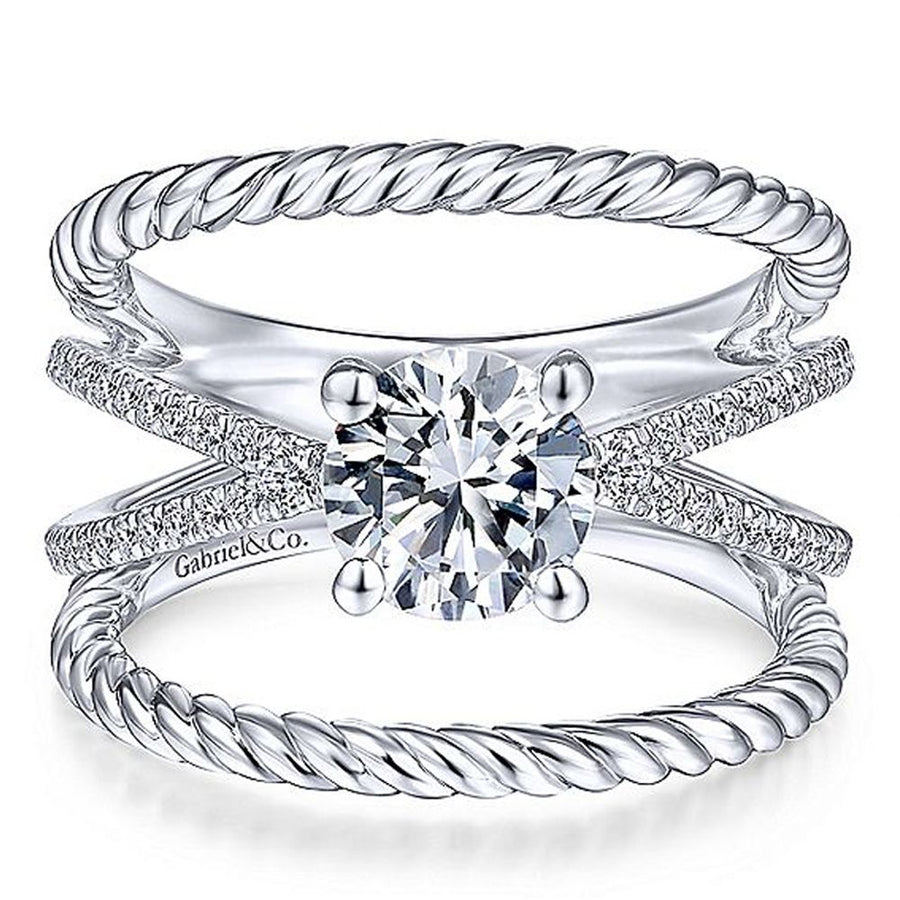 Gabriel & Co. Charisma ER14841R4W44JJ – 14K White Gold Round Split Shank Diamond Engagement Ring