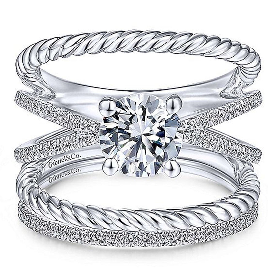 Gabriel & Co. Charisma ER14841R4W44JJ – 14K White Gold Round Split Shank Diamond Engagement Ring