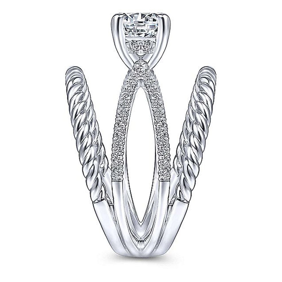 Gabriel & Co. Charisma ER14841R4W44JJ – 14K White Gold Round Split Shank Diamond Engagement Ring