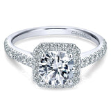 Gabriel & Co. ER7252W44JJ 14K White Gold Cushion Halo Round Diamond Engagement Ring