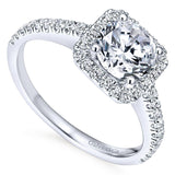 Gabriel & Co. ER7252W44JJ 14K White Gold Cushion Halo Round Diamond Engagement Ring
