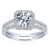Gabriel & Co. ER7252W44JJ 14K White Gold Cushion Halo Round Diamond Engagement Ring