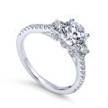 Gabriel & Co. Chantal ER7296W44JJ – 14K White Gold Round Three-Stone Diamond Engagement Ring