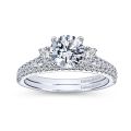 Gabriel & Co. Chantal ER7296W44JJ – 14K White Gold Round Three-Stone Diamond Engagement Ring