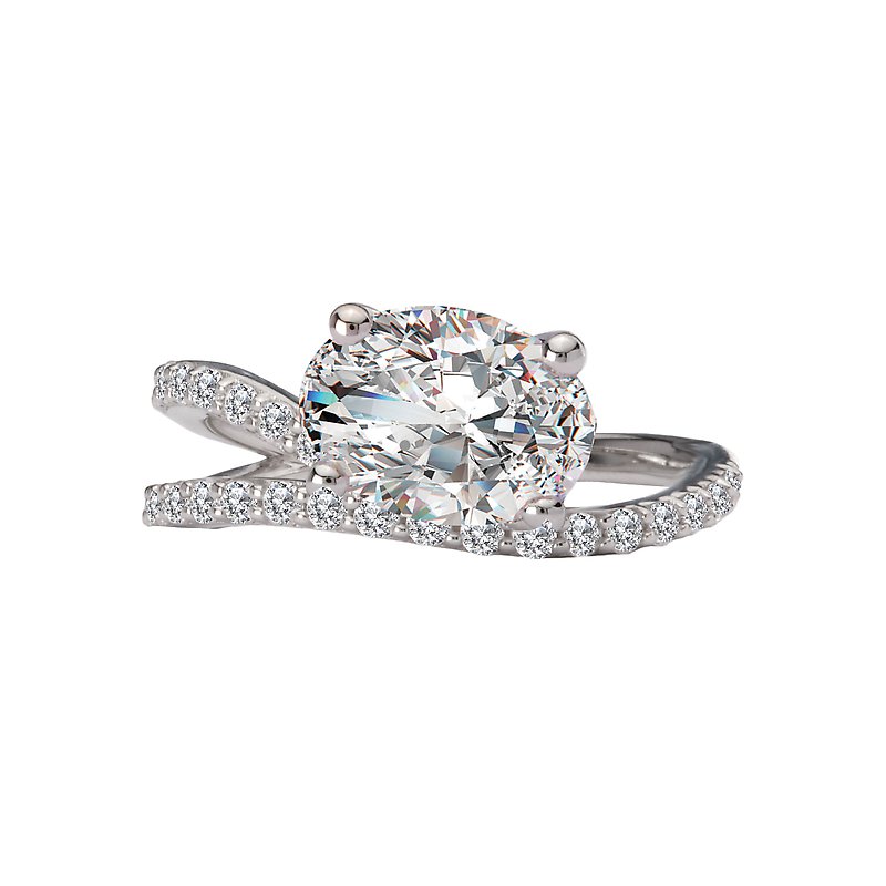 Semi-Mount Diamond Wave Band Engagement Ring