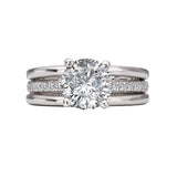 Three Row Band Semi-Mount Diamond Engagement Ring