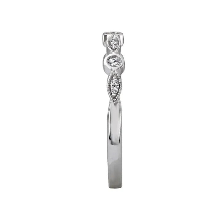 Lavie Scalloped Milgrain Diamond Band in 14K White Gold