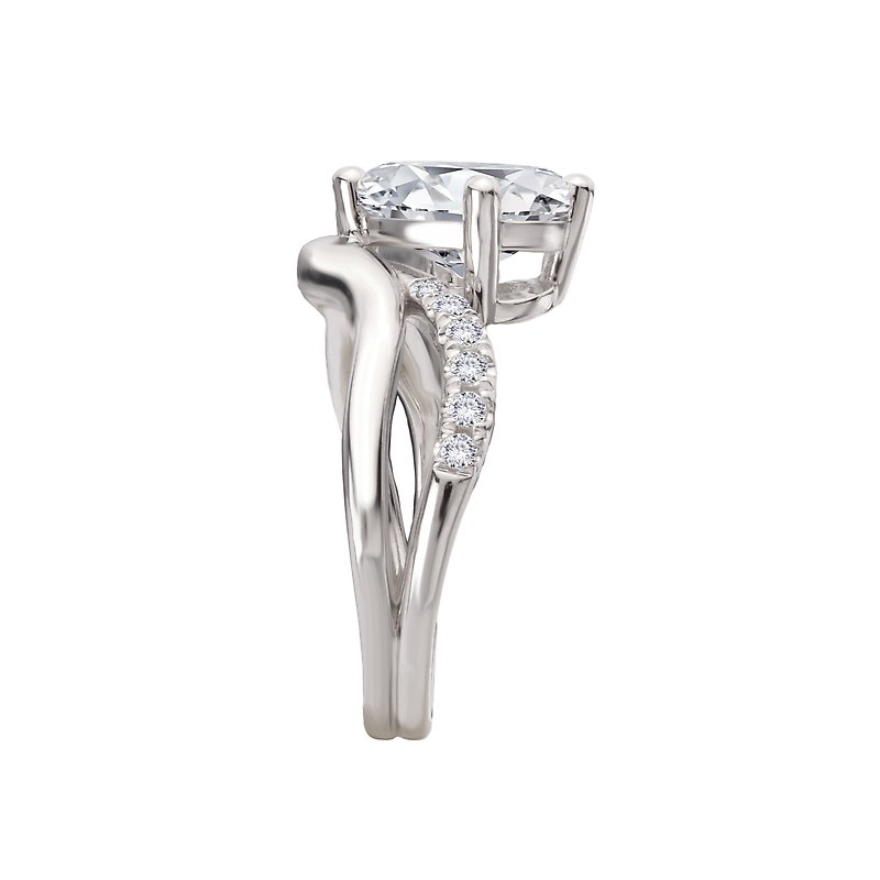 Semi-Mount Diamond Wave Shank Engagement Ring