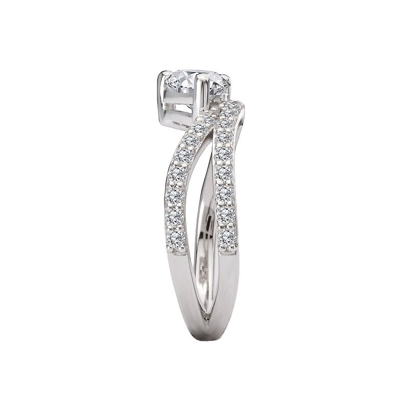 Semi-Mount Diamond Wave Band Engagement Ring