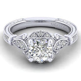 Gabriel & Co. Montgomery ER12581R4W44JJ – Unique 14K White Gold Vintage-Inspired Halo Diamond Engagement Ring