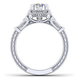 Gabriel & Co. Montgomery ER12581R4W44JJ – Unique 14K White Gold Vintage-Inspired Halo Diamond Engagement Ring