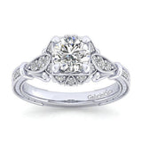 Gabriel & Co. Montgomery ER12581R4W44JJ – Unique 14K White Gold Vintage-Inspired Halo Diamond Engagement Ring