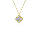 Gabriel & Co. K6625Y45JJ – 14K Yellow Gold Rope Quatrefoil Diamond Pendant Necklace (0.37 ct)