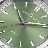 Hamilton Jazzmaster Performer Auto H36105160 – 34mm Stainless Steel, Pistachio Green Dial, H-10 Automatic, 80-Hour Power Reserve
