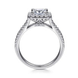 Gabriel & Co. ER7277W44JJ Savannah – 14K White Gold Princess Halo Diamond Engagement Ring – 0.54 ct